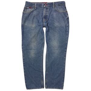 Vtg Tommy Hilfiger Jeans Mens Denim‎ Straight Relaxed 38x32 Blue Dad Y2K Retro